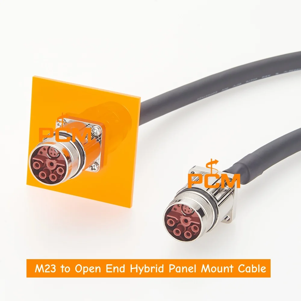 M23 Power Signal Data Hybrid Connector to Open End Flange Mount Cable for Servo Motor CNC Sensor Actuator Industrial Automation
