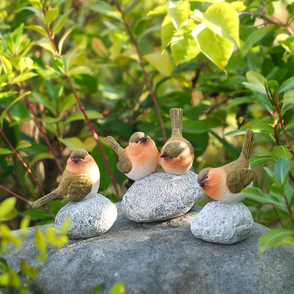 

Весенне-летняя мини-статуя птицы, реалистичные изделия из смолы, фигурка счастливой птицы, водонепроницаемая статуя животного, украшение стола