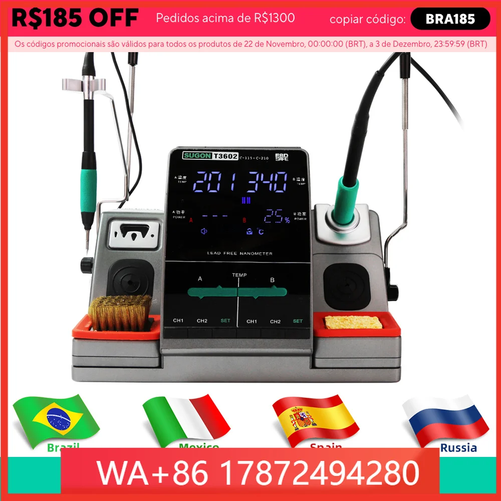 2 in 1 Soldering Station LCD Digital Display Welding Rework Station Soldering Iron Kit Original C210 C115 For SUGON T3602