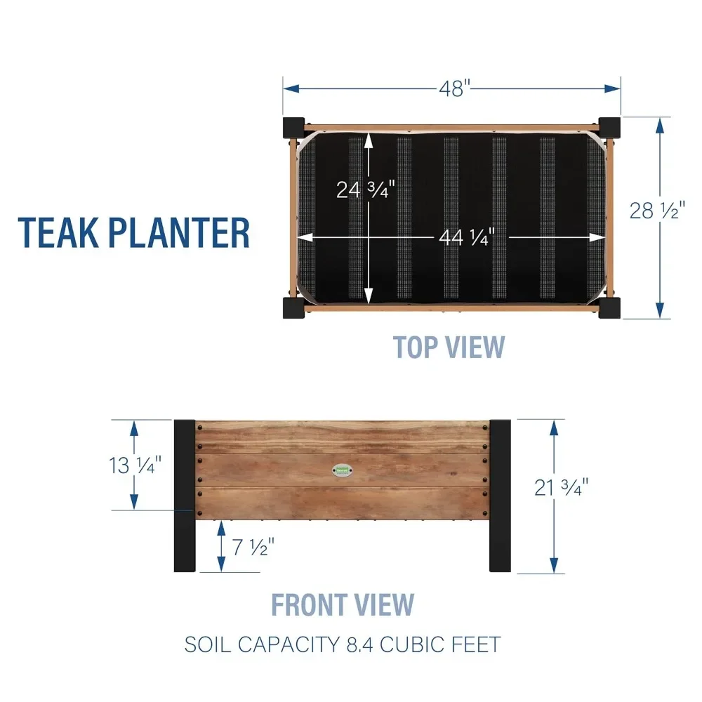 10 Cubic Foot Raised Teak Planter Outdoor Freight Free