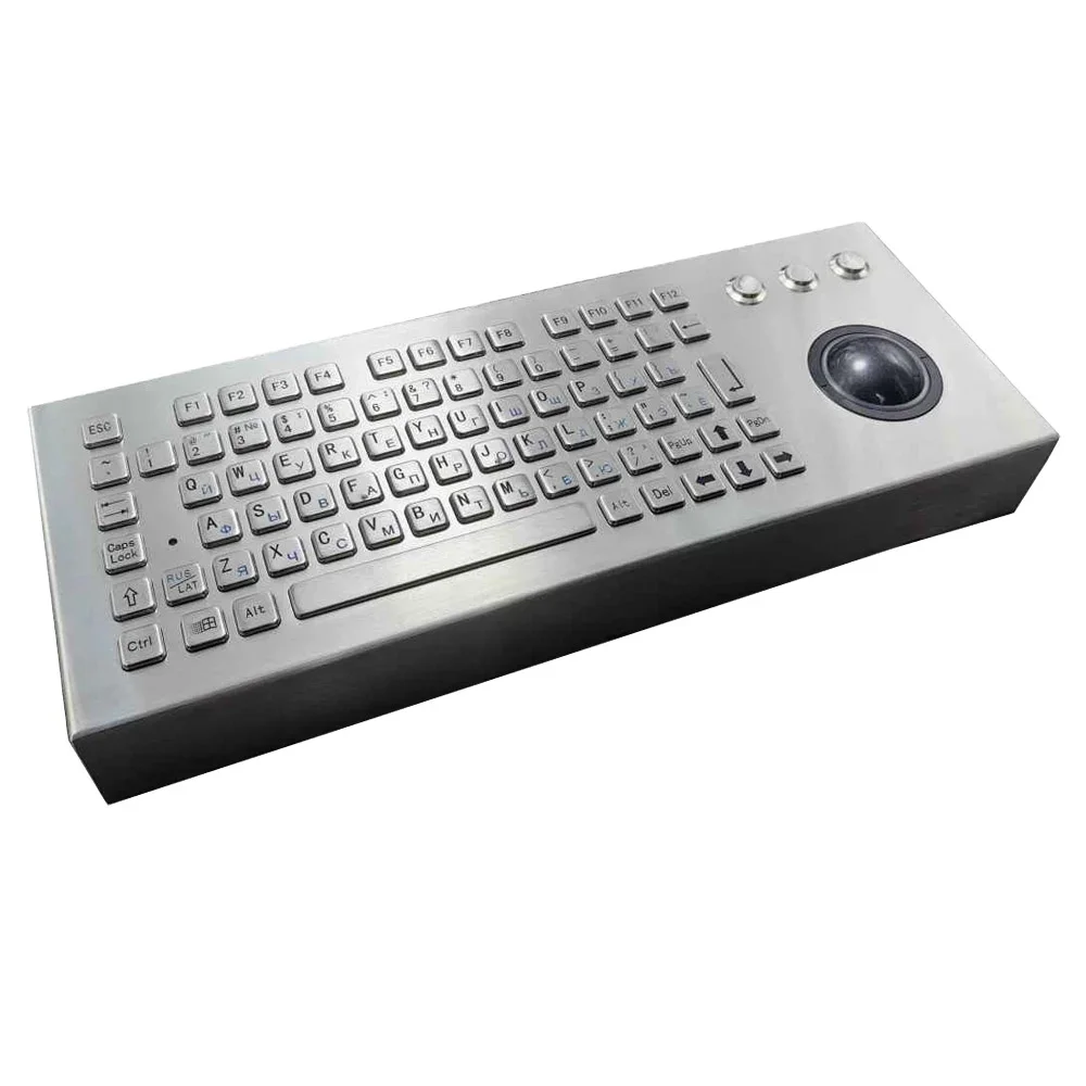 

LK desk Russian english layout 68 keys metal keyboard with 50mm trackball