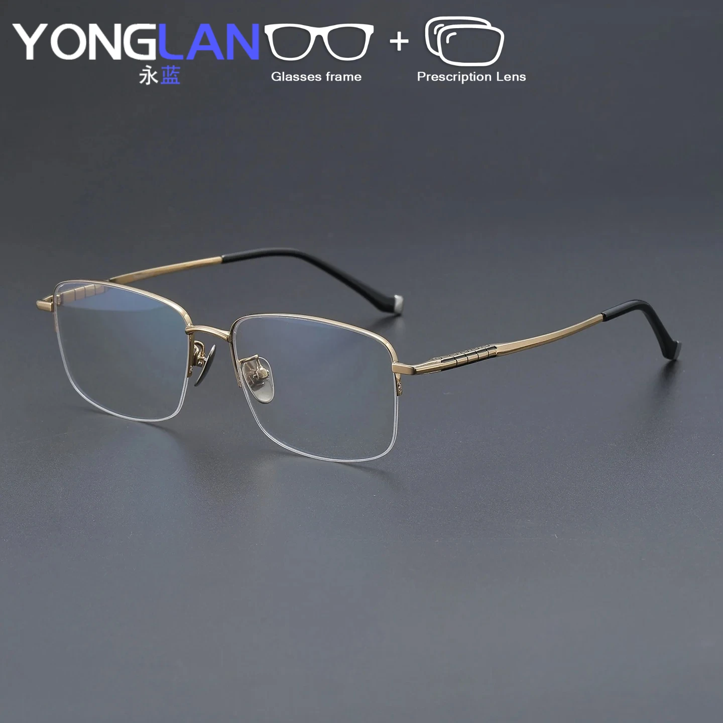 Business Prescription Glasses Men Pure Titanium Semi-Rimless Frame Flexible Temple Optical Myopia Reading Eyeglasses Progressive