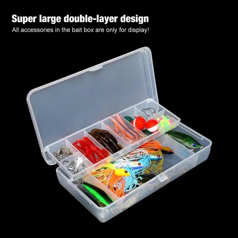 

Fishing Box Plastic Double Layer Fisherman Tackle Boxes for Spinners Lure Accessories Storage Organizer Fish Bait Container Case