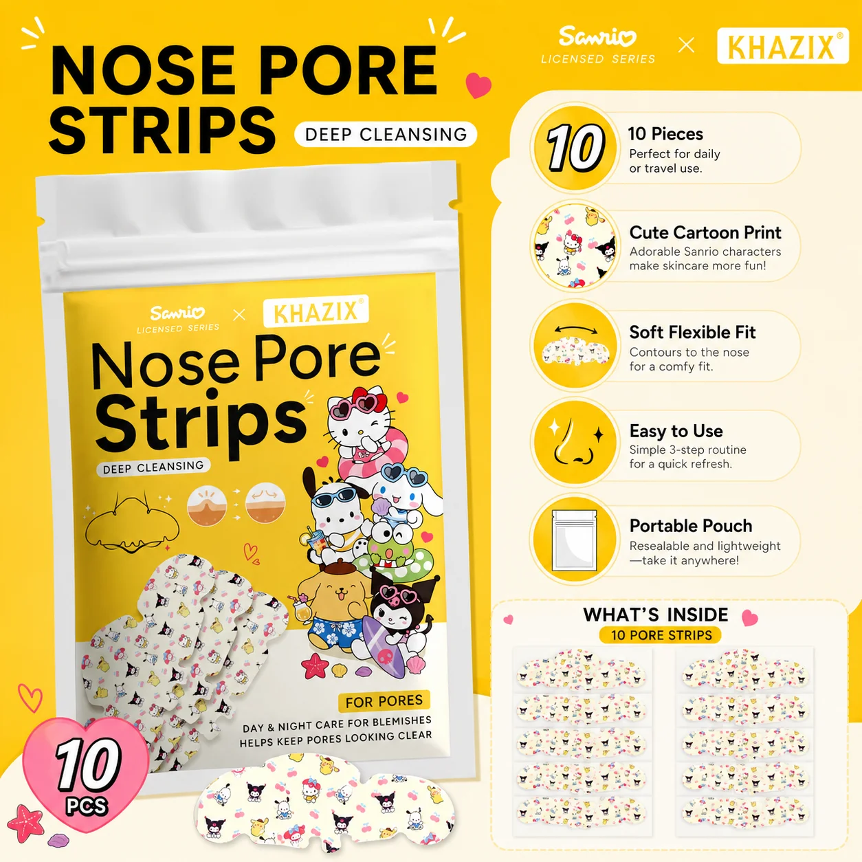 Nose Pore Cleansing Strips, Soft Fit Peel-Off Nose Patches for Daily Facial Skin Care