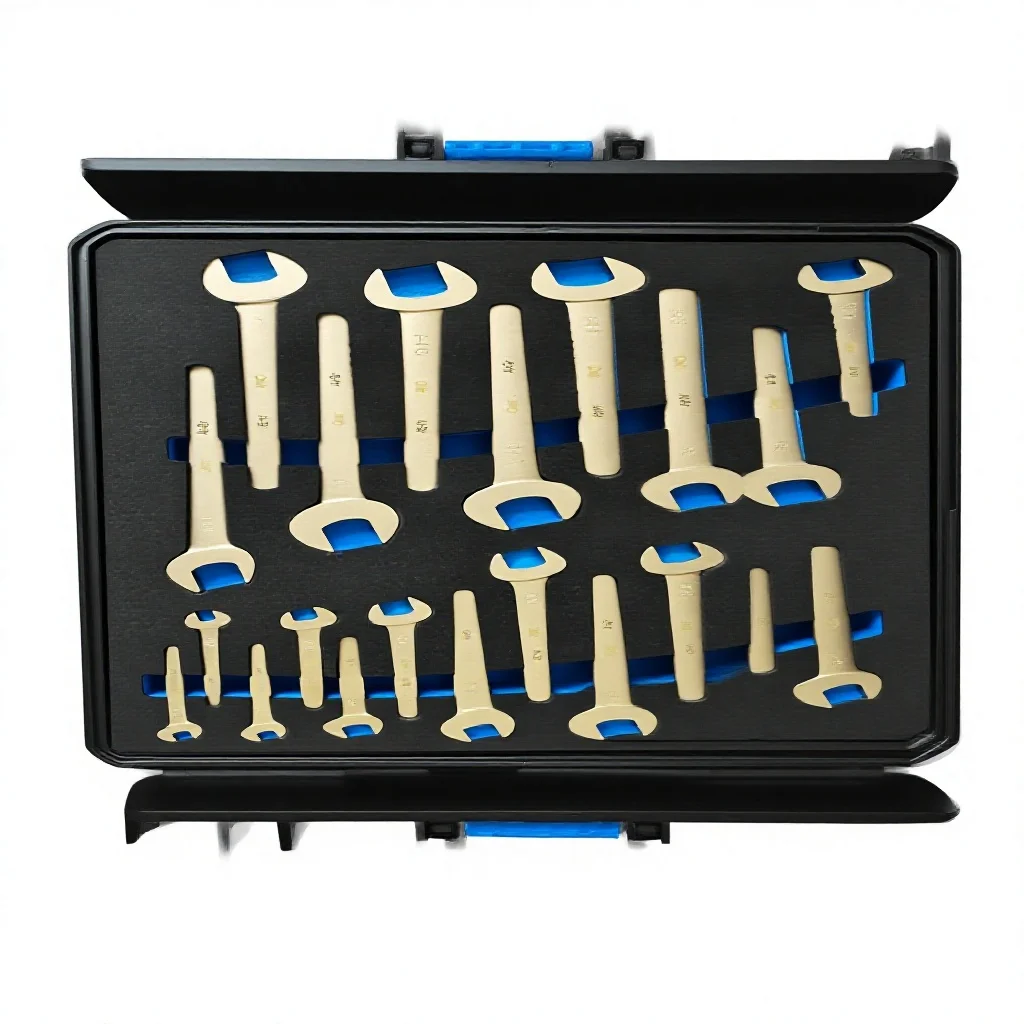 Aluminum Bronze Carbon Explosion-proof and Spark-proof Tool Set 38-piece Set Wrench Pliers Industrial Grade Handmade Hard Box