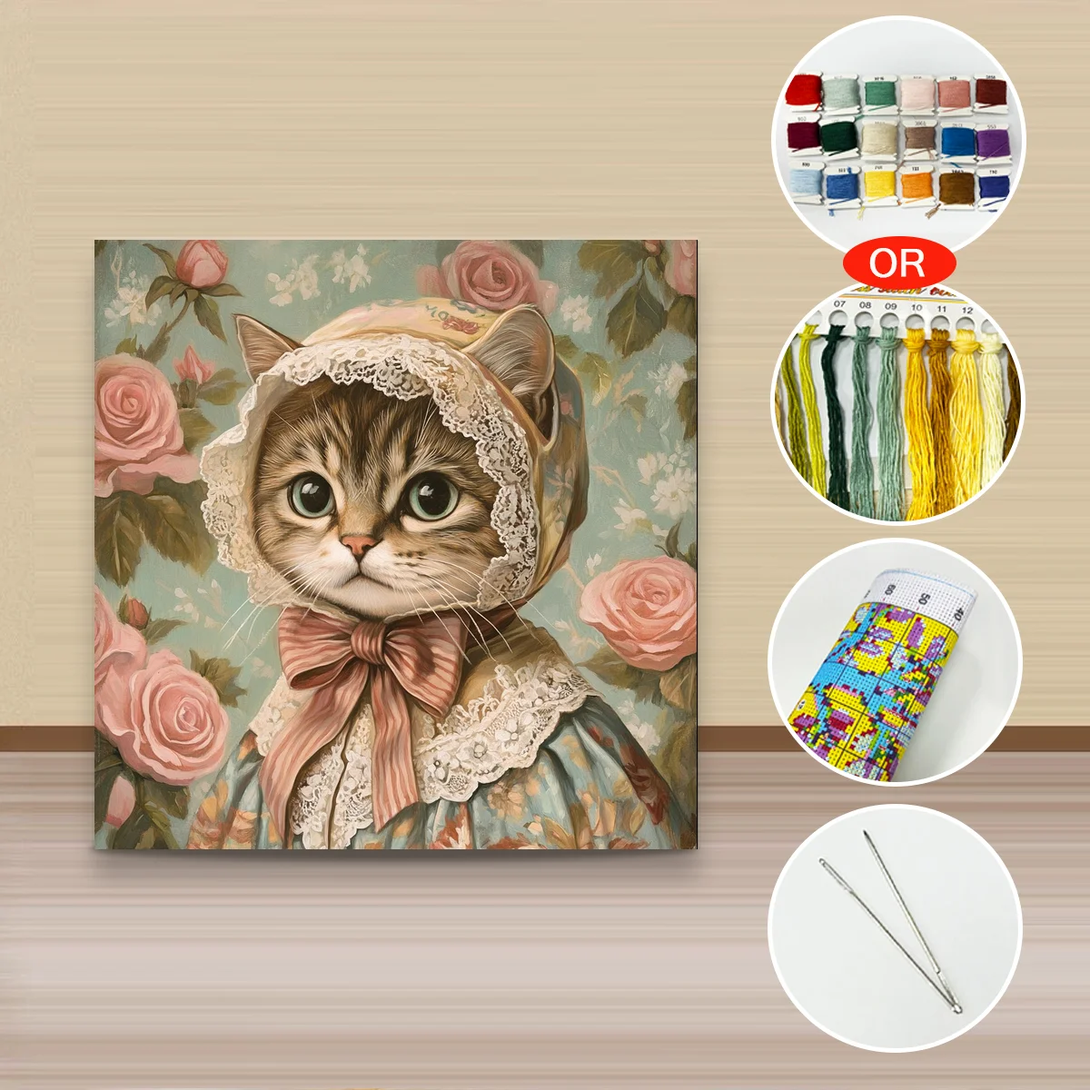 1 Stück 40x40 cm/15,74 Zoll, 11Ct/14Ct Kreuzstich-Set, DIY Valentinstagsgeschenk, Stickerei-Set für Festivals, Tiermotiv – Detail 3
