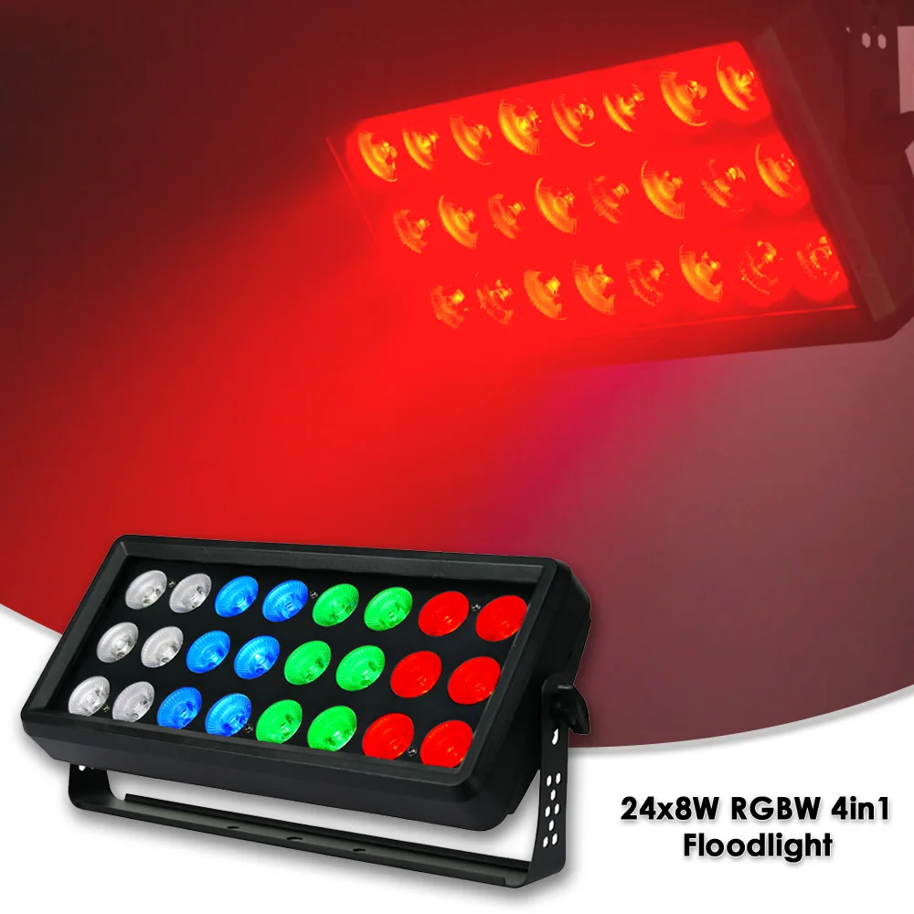 YUER 24x8w RGBW 4in1 Wash Strobe Effect Floodlights Stage Lighting For Home Party Background Dj Disco Club Bar Wedding Lgiht