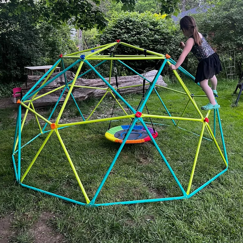 10-Foot children's play dome climber, including hammock swing, easy to assemble, suitable for outdoor parks