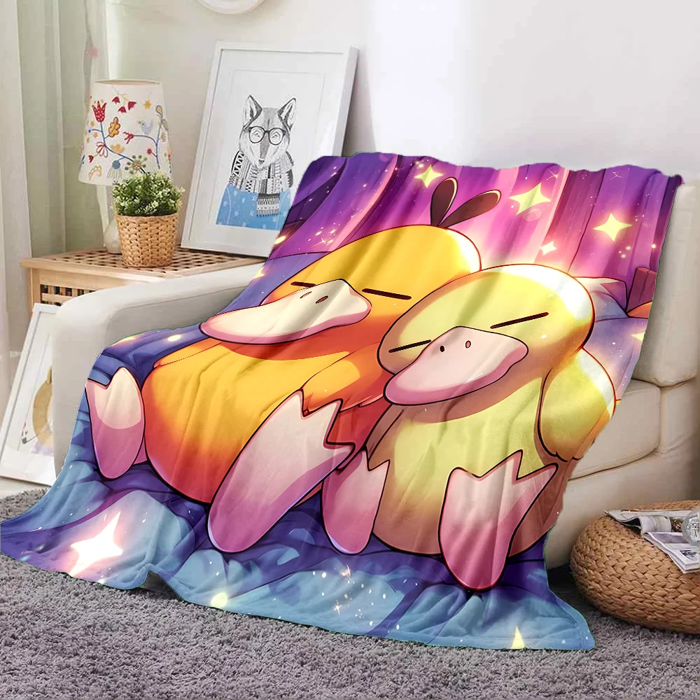 Japanese Anime Pokemon Psyduck Printing Blanket Adult Children Warm Blankets Home Travel Soft and Comfortable Blanket Berserk