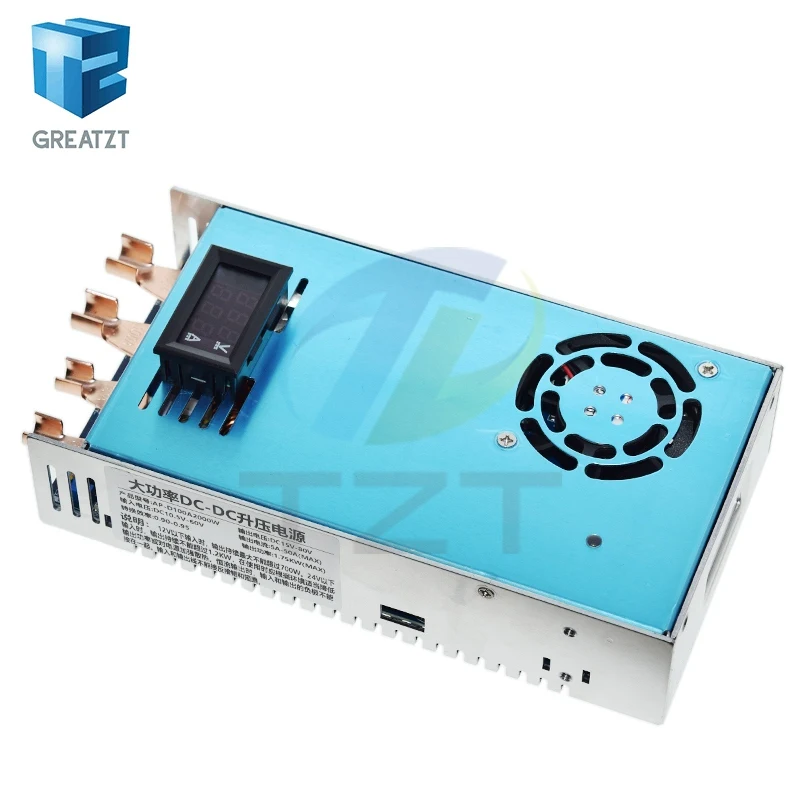 2000W 100A CC CV Charging Boost Power Supply 12-60V to 15-80V DC-DC Step Up Boost Converter Voltage Regulator With Voltmeter