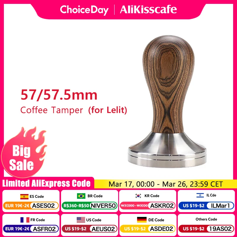 Coffee Tamper 57mm 57.5mm For Lelit Anna Anita 57MM Portafilter Stainless Steel Barista Espresso Machine Accessories Corner Tool