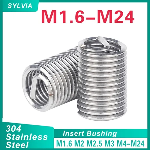 M1.6 M2 M2.5 M3.5 M4 M5 M6 M8 M10 ~ M24 juego de casquillos helicoidales de alambre en espiral de acero inoxidable insertos roscados reparación de roscas