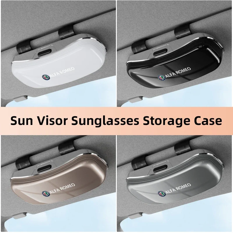 Hub Caps Car Sun Visor Glasses Case Car Sunglasses Storage Box For Alfa Romeo 156 159 147 4C 8C 166 Giulia Giulietta Mito Stelvi
