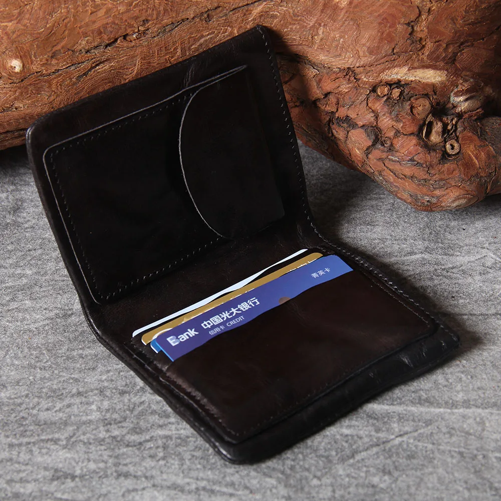 S.WORKER Vollnarbiges Rindsleder-Portemonnaie Vintage Slim Bifold Geldbörse für Herren Business – Detail 25