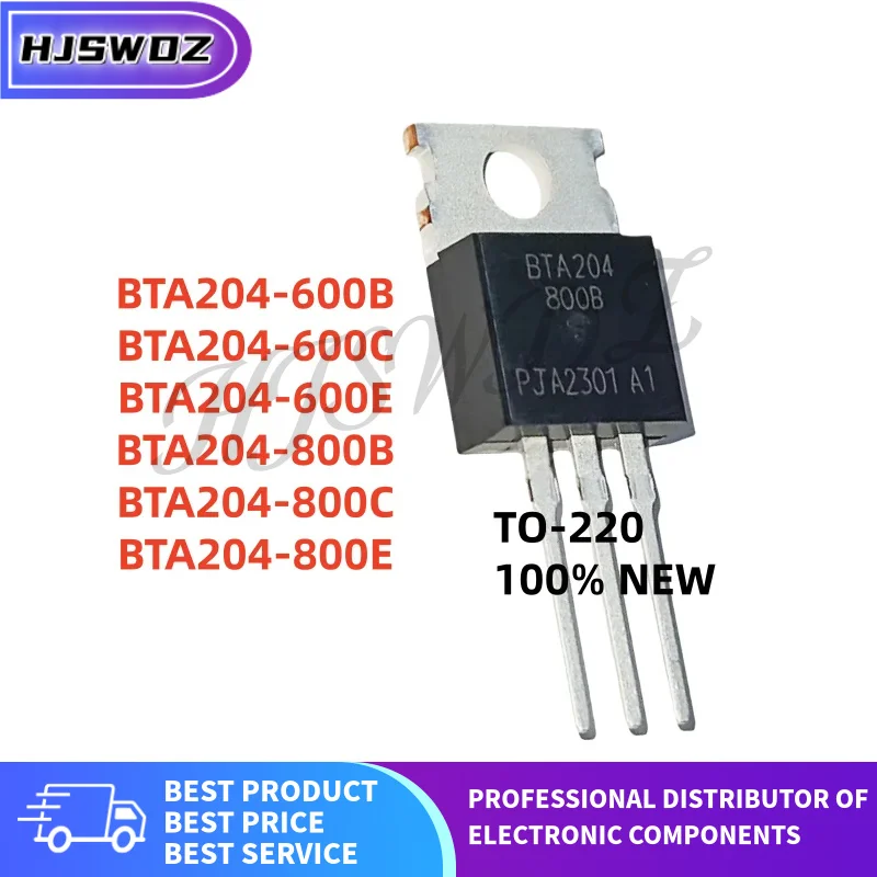 10Pcs BTA204 BTA204-600E BTA204-800E BTA204-600B BTA204-800C BTA204-800B BTA204-600C TO-220 Bidirectional thyristor