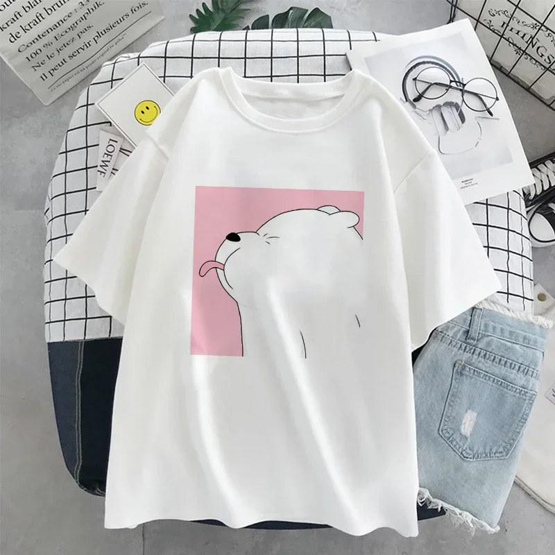 2023 Men Women T Shirt Little Bear Print Short Sleeve T Shirt  Harajuku Summer Japanese Anime Cartoon EU Size T shirt