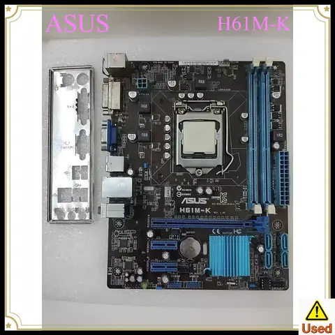 ASUS H61M-K Mainboard, LGA1155 Socket, DDR3 Memory Compatible, With Original I/O Shield