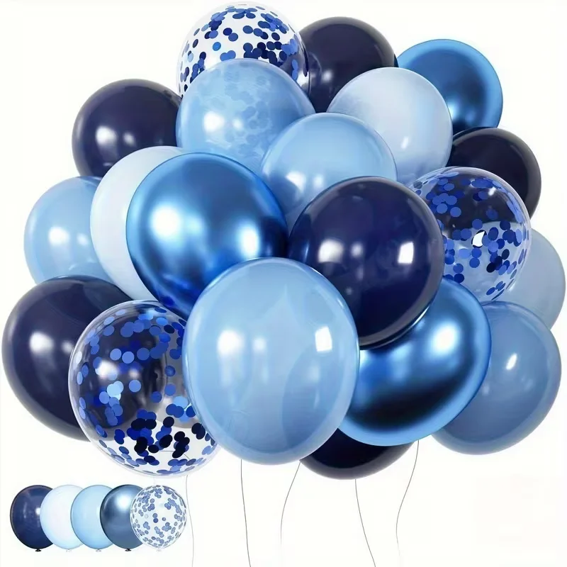 40Pcs Blue Balloon Set 10-Inch Navy and Light Blue Latex Balloons – Suitable for Birthday, Wedding, and Anniversary Party Decor