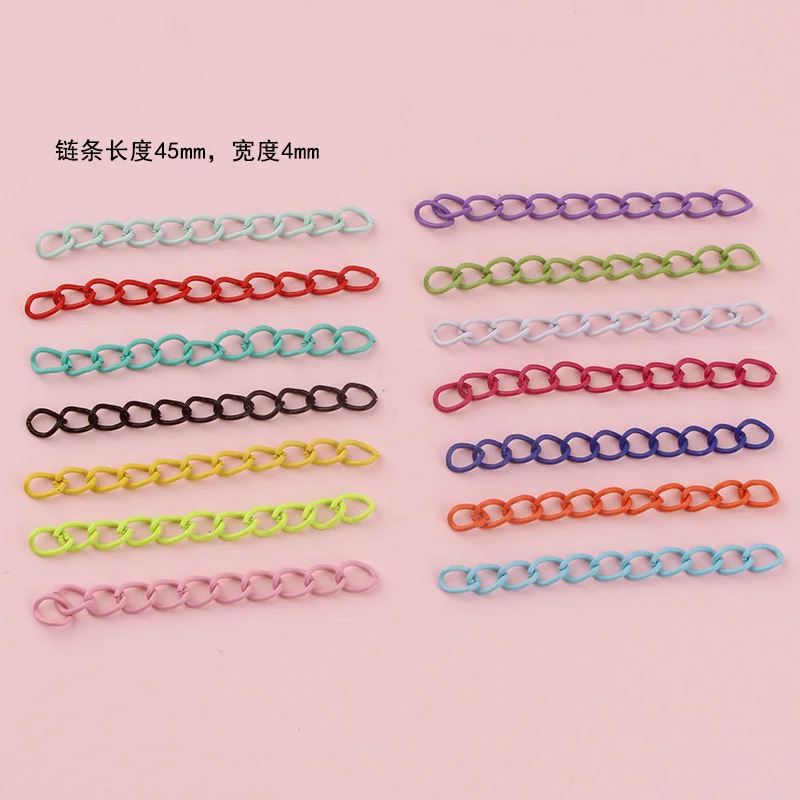 10pcs Colorful Baking Paint Extended Chain Tail Chain Necklace Bracelet Extended Chain Diy Handmade Keychain Material Ornament