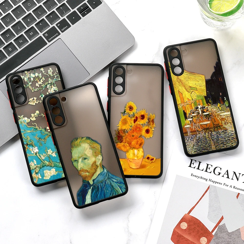 Van Gogh Oil Painting Vintage Phone Case For Samsung S26 Ultra S25 Ultra S24 S23 Plus S22 A57 A56 A55 A36 Matte Silicone Cover