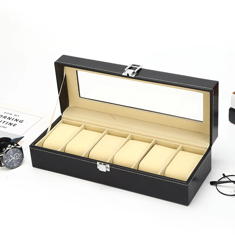 PU 2/3/4/5/6/8/10/12Girds Watch Cases Storage Boxes Watch Organizer Case PU Leather Watch Display Jewelry Box caja para relojes