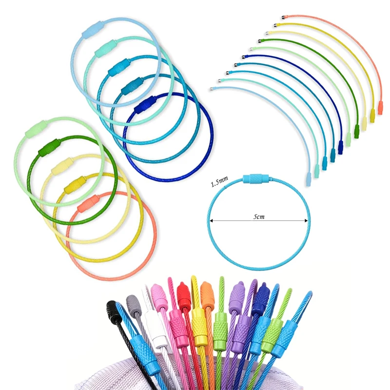 Imagem -03 - Chaveiro de Aço com Cabo Etiqueta da Bagagem 15cm Comprimento 10 Pcs