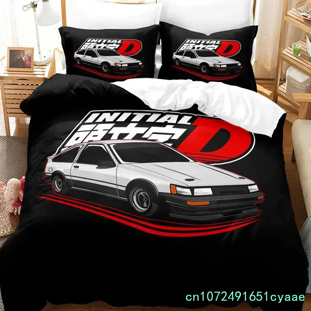 Initial Ae86 Boys Bedroom Bedding Set Single Twin Full Queen King Size Aldult Duvetcover 3D Anime Bed Sheet Set