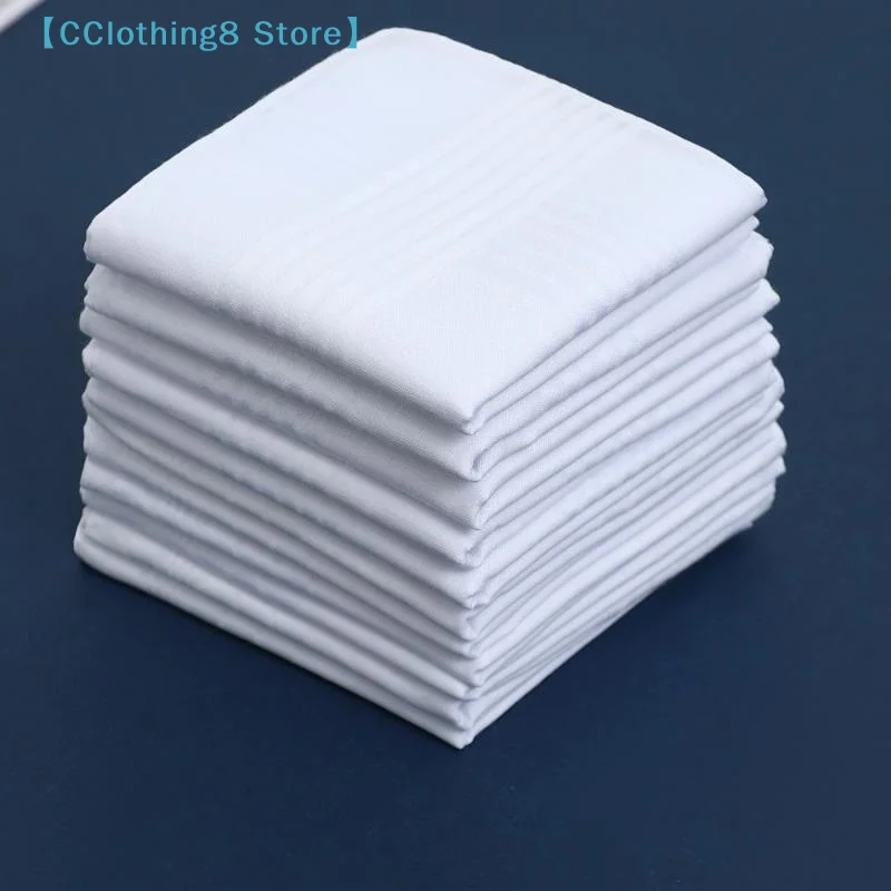 6/12Pcs Men's Pure White Handkerchiefs Women's Plain Handkerchiefs Pure Cotton Handkerchiefs Flap Pocket Pants Scarf【AliS8】