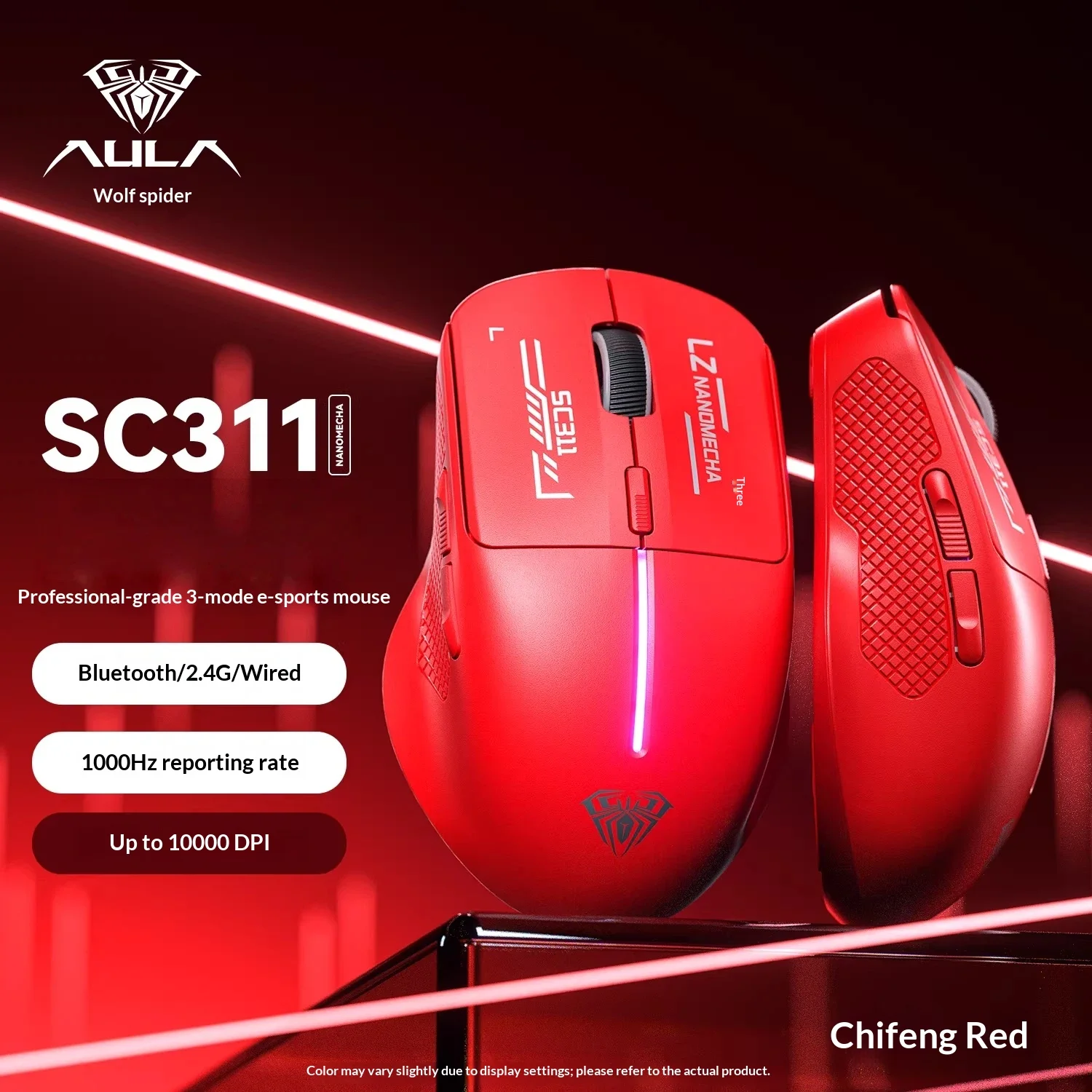 AULA SC311 Three Mode Wireless Gaming Mouse Bluetooth 2.4G Wired 10000 DPI 1000Hz Polling Rate For Desktop Laptop Gamer Office