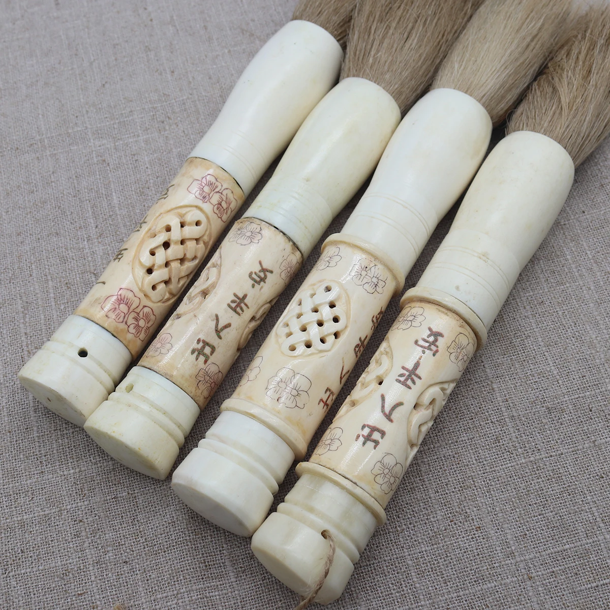 Decorative Calligraphy Brush, Carved Bone Accessory, Home Decoration