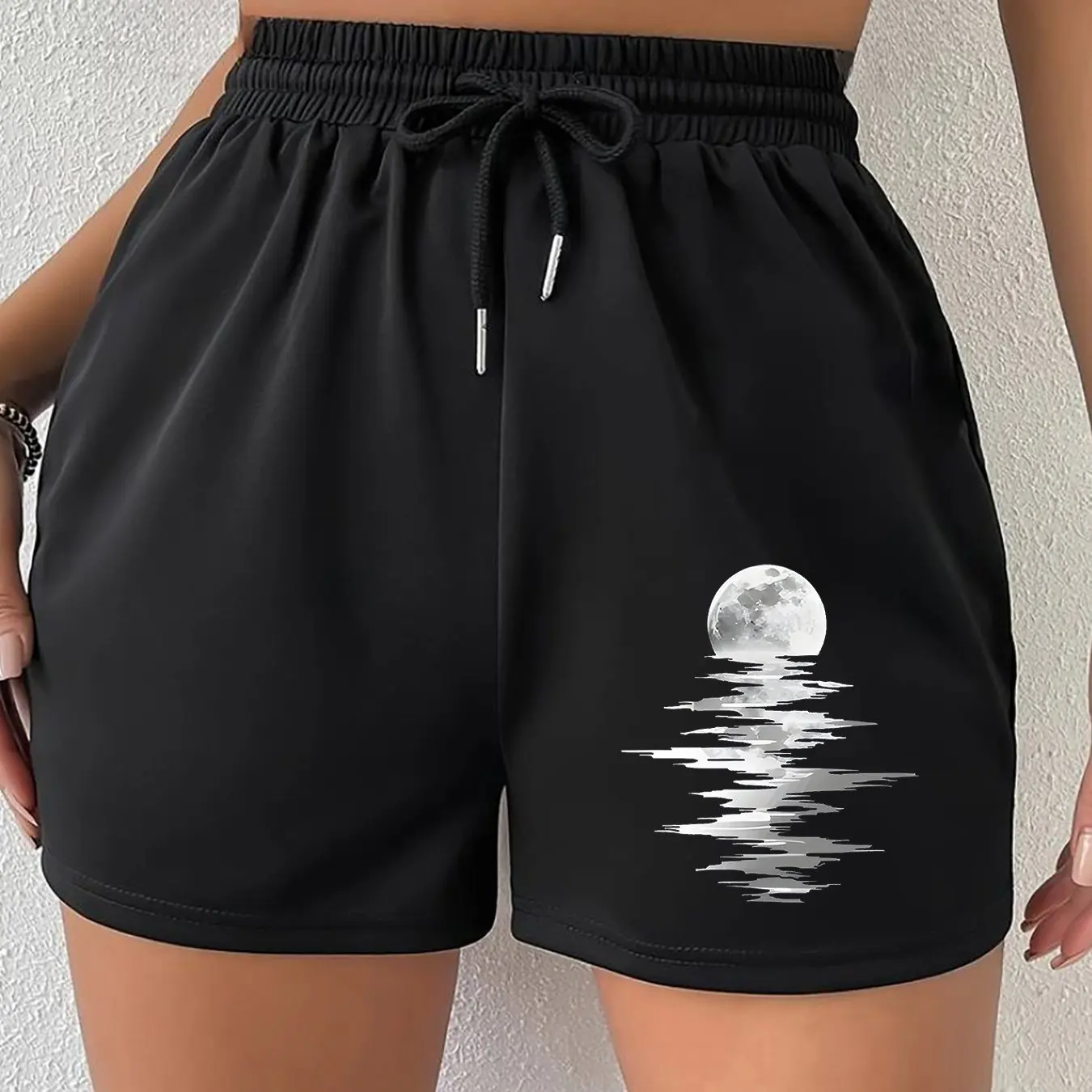

Ladies' Casual Moon Print Shorts, Summer Casual Versatile, American Trend Outerwear, Summer Beach Pants