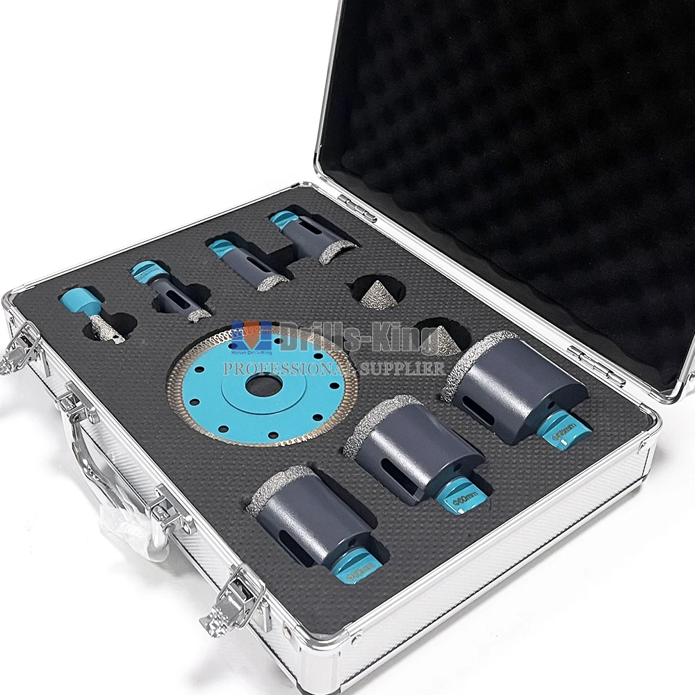 Factory Direct Sales Diamond Crown Marble Hole Saw Opener Core Drill Bit and Saw Blade Kit Set Box for Porcelain Ceramics Tile