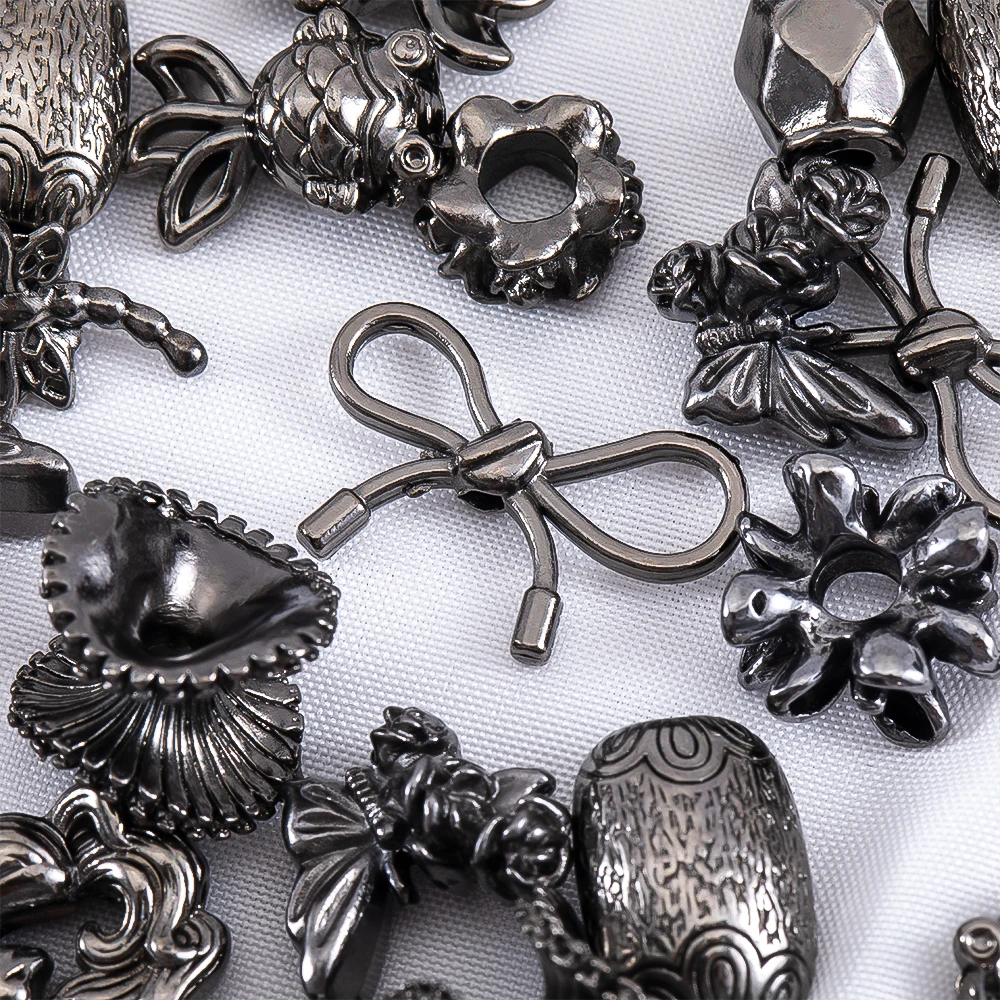 5pcs Multi-shape Gunblack Alloy Spacer Beads Dark Gothic Style DIY Separator Beads For Bracelet Jewelry Making Supplies Material