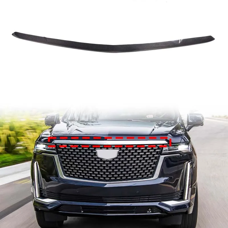 

For Cadillac Escalade 2021-2023 Car Front Hood Grille Decorative Strip Real Carbon Fiber Car Exterior Modification Accessories