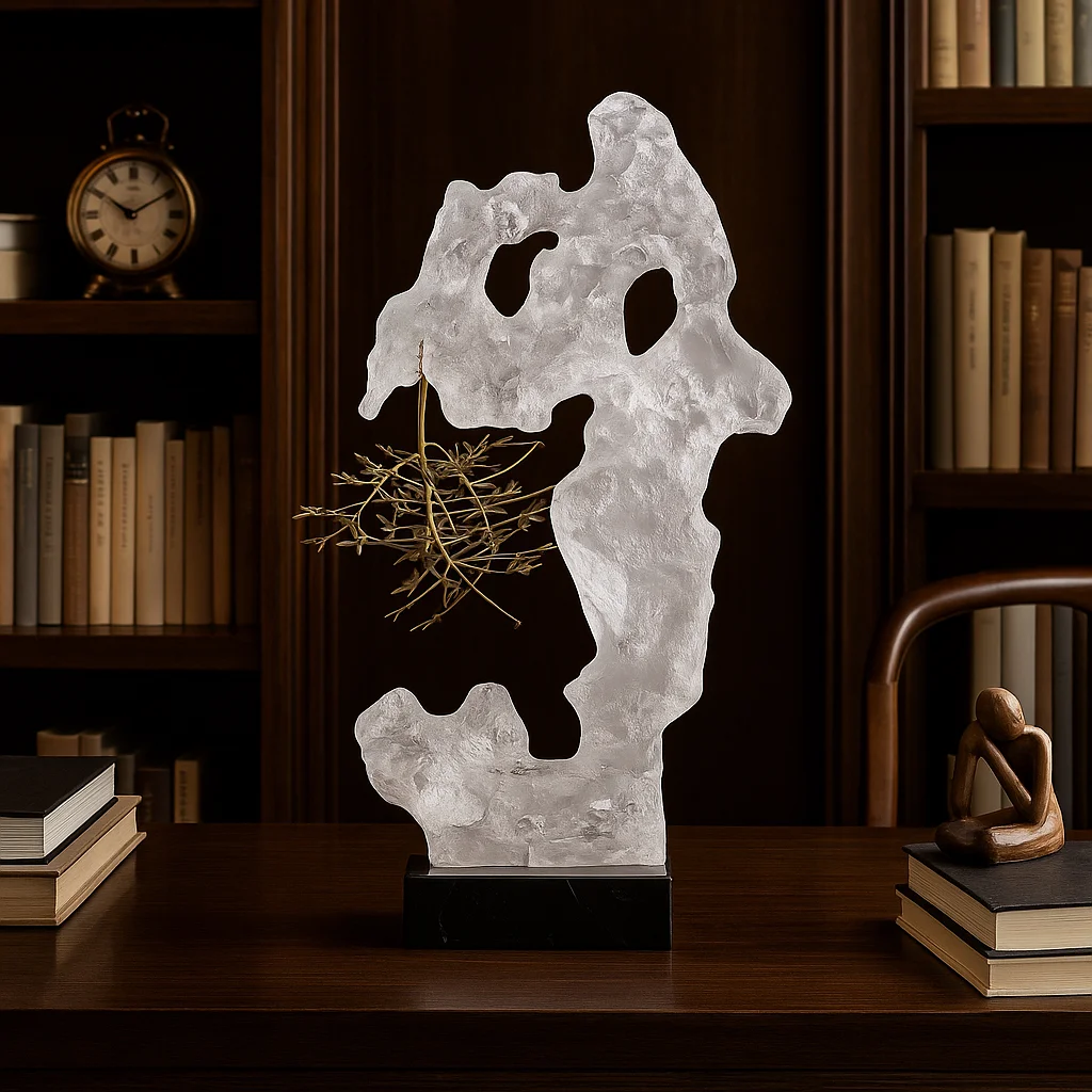 فروع الذهب النحت الراتنج الشفاف، ديكور المنزل الصيني، فن سطح المكتب المصنوع يدوياً #3