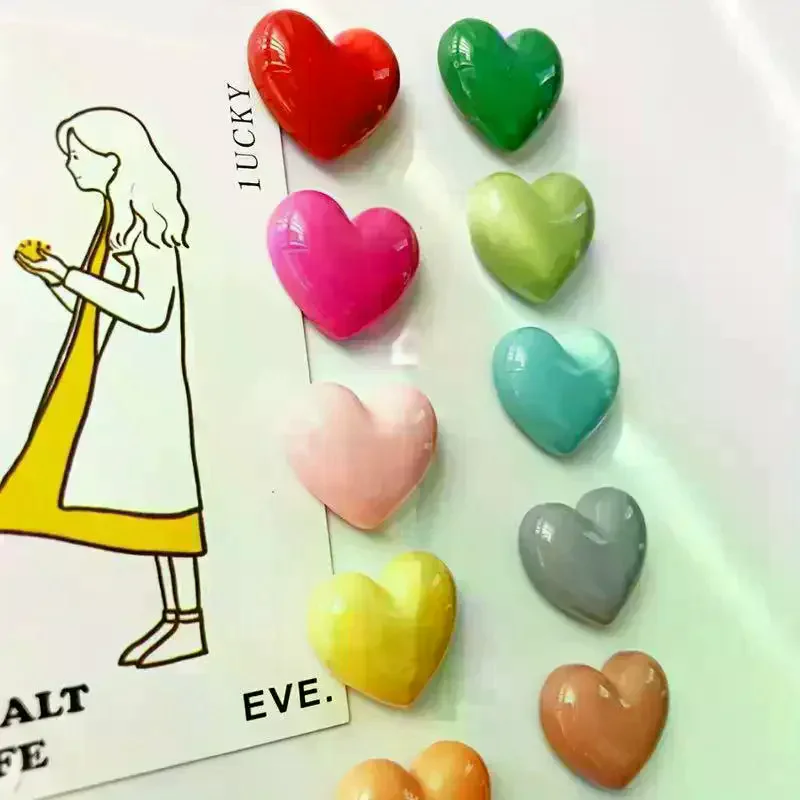 10Pcs Decorative Magnets Heart-Shaped Plastic Refrigerator Magnets For Kitchen Office Whiteboard Storage Cabinet & Dishwasher