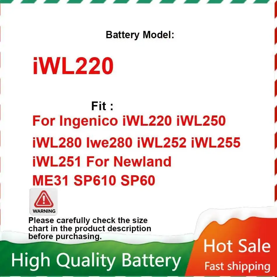 Battery 2600Mah For Ingenico Iwl220 Iwl250 Iwl280 Iwe280 Iwl252 Iwl255 Iwl251 Newland ME31 SP610 SP60