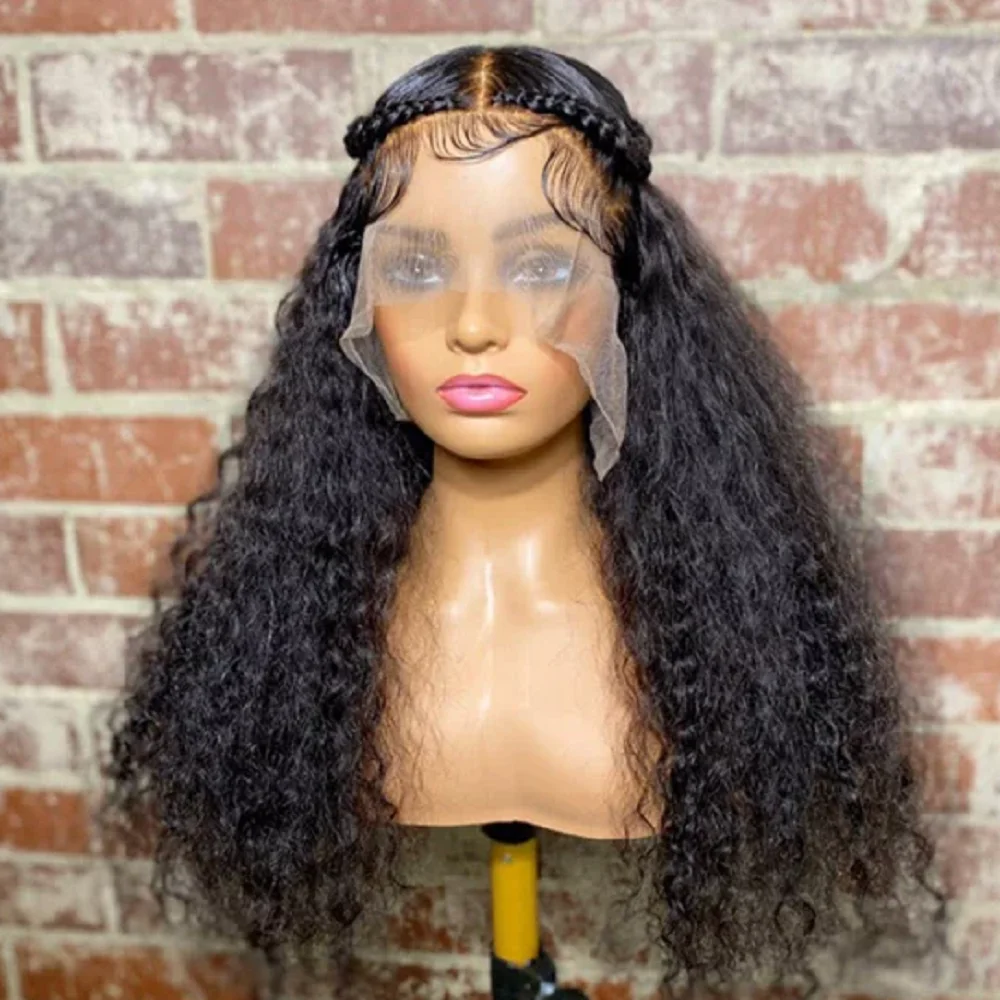 Long 26Inch 180Density Black Kinky Curly Lace Front Wig Long For  Black Women Babyhair Heat Resistant Preplucked Glueless Daily