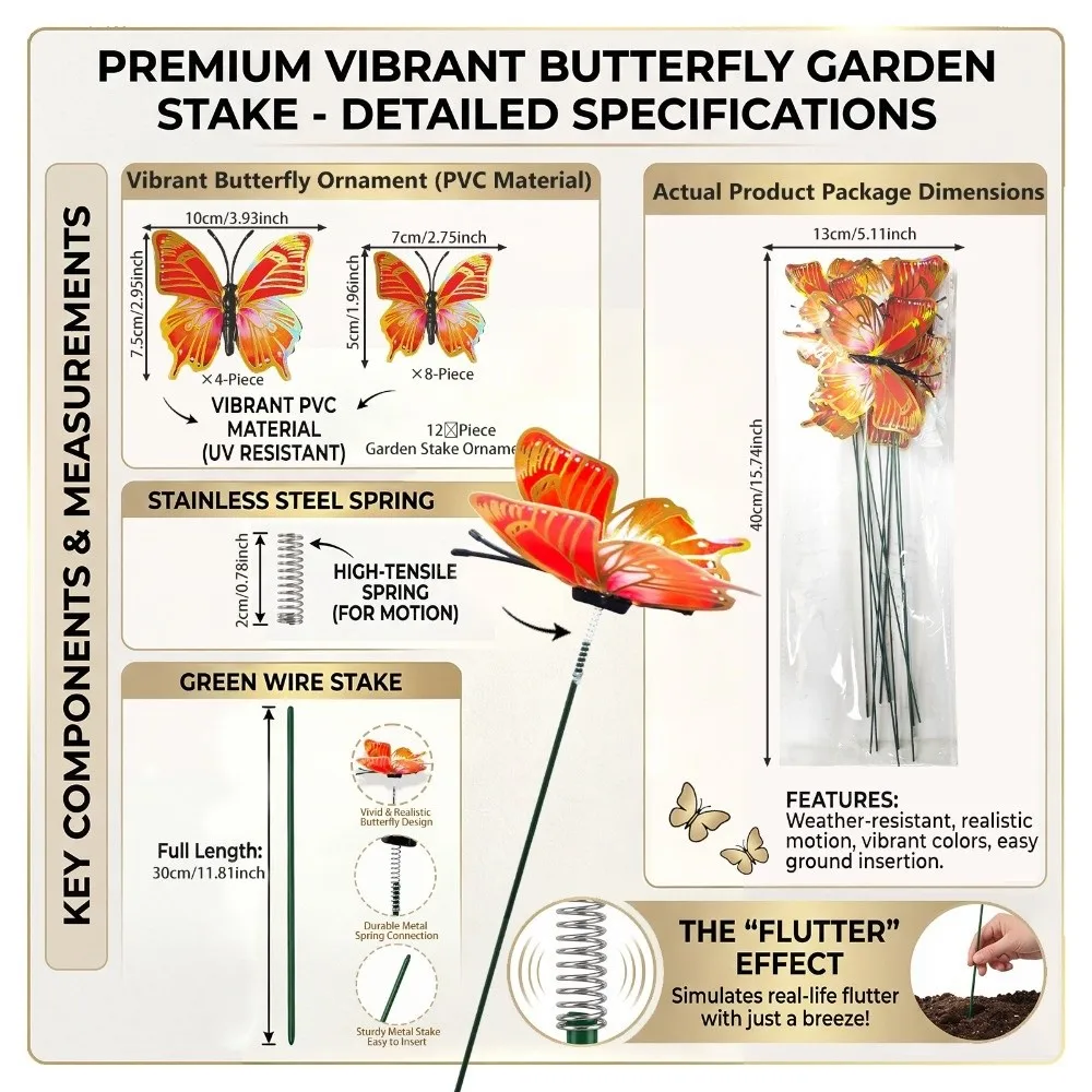 Colorful Butterfly Stakes Plant Plug Dreamlike Simulation Butterfly Ornaments Lifelike Multi-purpose