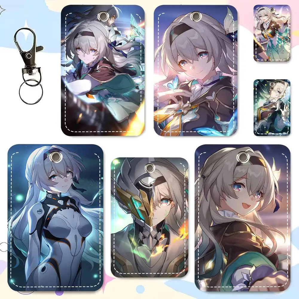 1pc Honkai Star Rail Firefly Anime Girl Card Case Keychain Access Card Bag Key Tag Ring Leather Card Holder Key Ring Access
