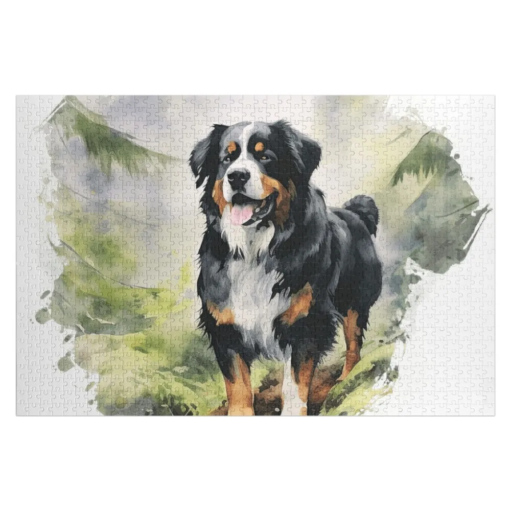Bernese Mountain Dog In The Forest Jigsaw Puzzle Wooden Decor Paintings Jigsaw Custom Wooden Name Puzzle
