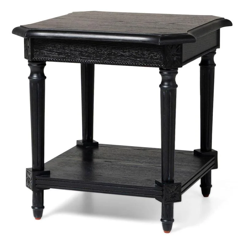 

Maven Lane Pullman Traditional Square Wooden Side Table, Antiqued Black Finish