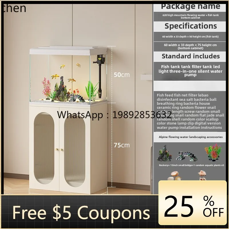 YGG  new fish tank light luxury living room small and medium-sized household water-free goldfish tank landscaping aquarium