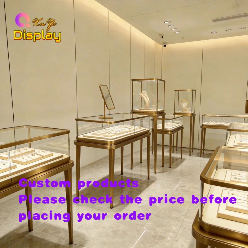 custom.Full Set Luxury Jewelry Display with LED Lighting Retail Mall Showroom Use-Eco-Friendly Design