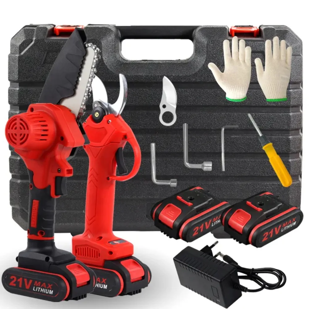 Mini chain saw  logging saw small  pruning garden branch shearsc pruning lithium electric shears set