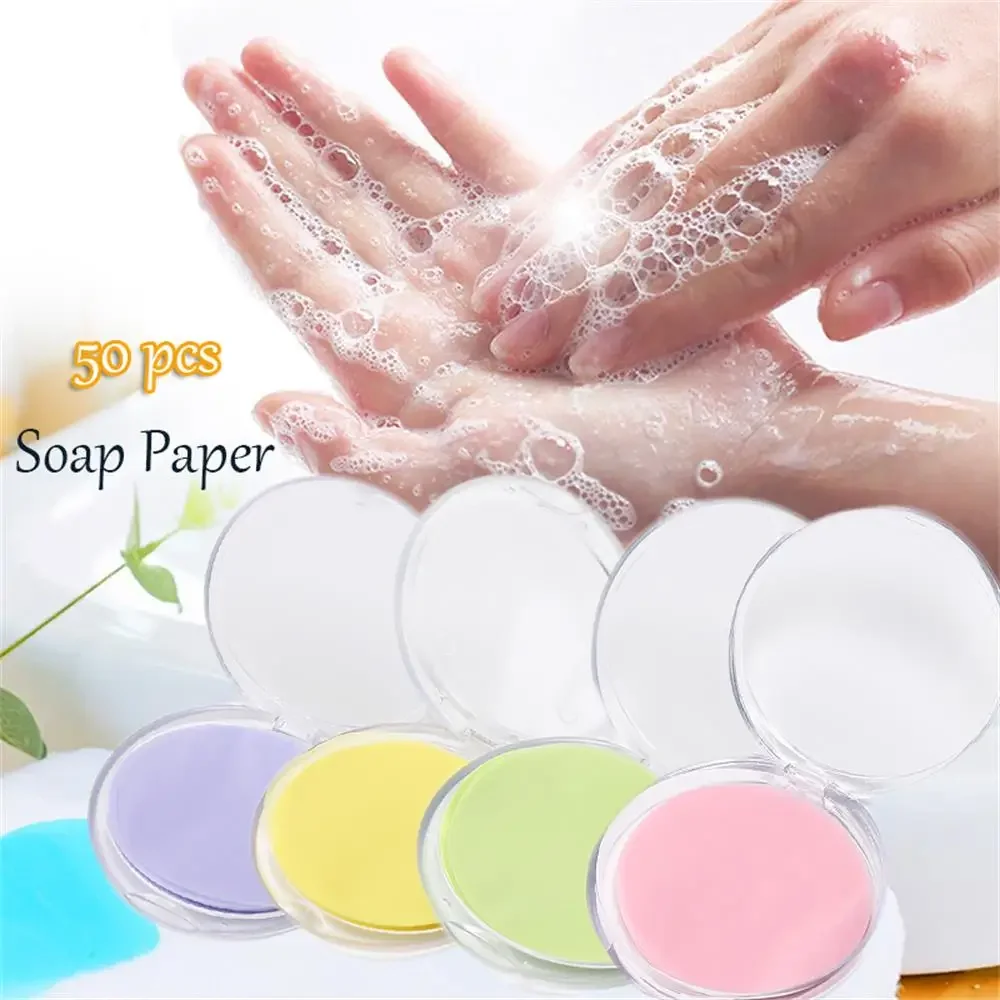 50PCS / Box Soap Paper 6  Flavor Option Paper Soap Disposable Soap Portable Soap sheets hand soap mini Disinfection Paper Soap