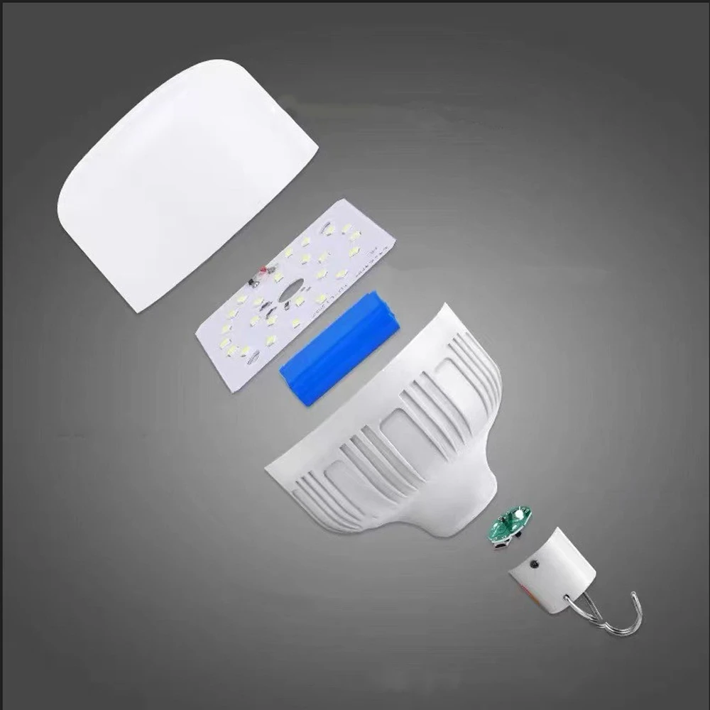 Lámpara LED Portátil Recargable USB para Camping y Barbacoa, Bombilla de Emergencia con Gancho, Linterna de Alta Potencia para Tiendas de Campaña, Luces Nocturnas
