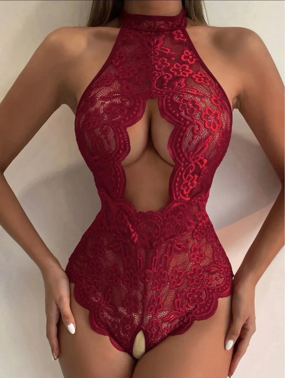 Crotchless Red Sexy Lingerie Women Erotic Clothing Lace Sex Underwear Open Bra Babydoll Dress Transparent Sexiest Bodysuits