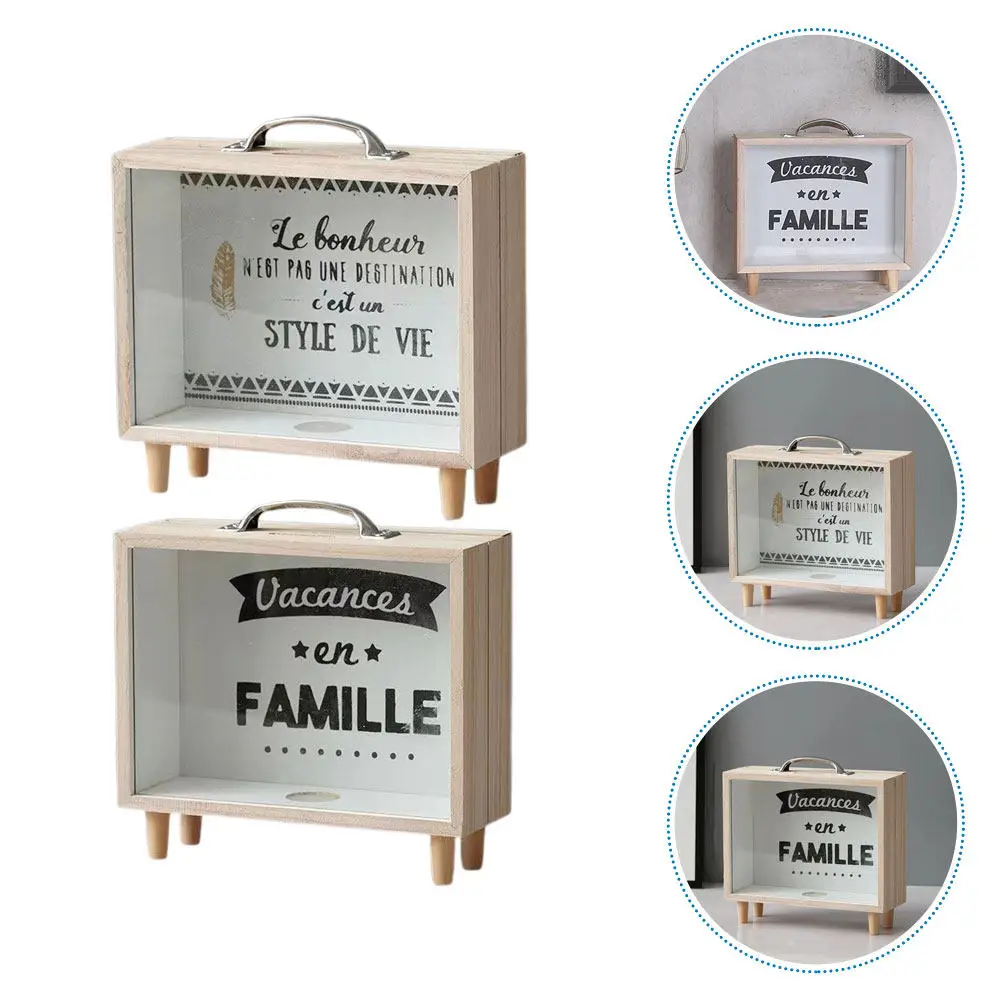 

Набор из 2 деревянных копилок с прозрачным окном, функциональная коробка для монет, банка для хранения денег, витрина для спальни и гостиной