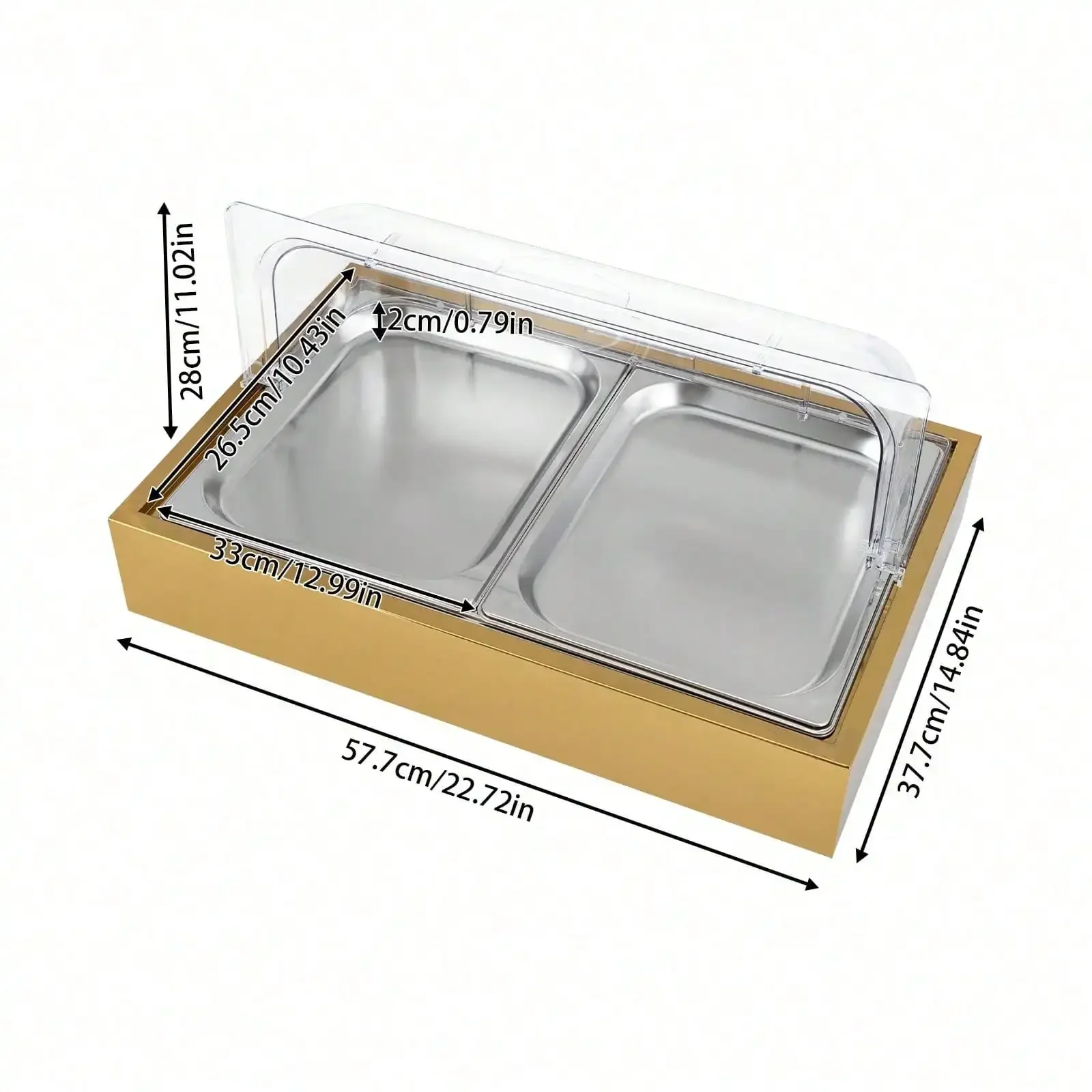 

Ice Food Serving Display Tray, Buffet Cold Serving Display Tray, Cooling Food Dishes Display Plate Case With Lid